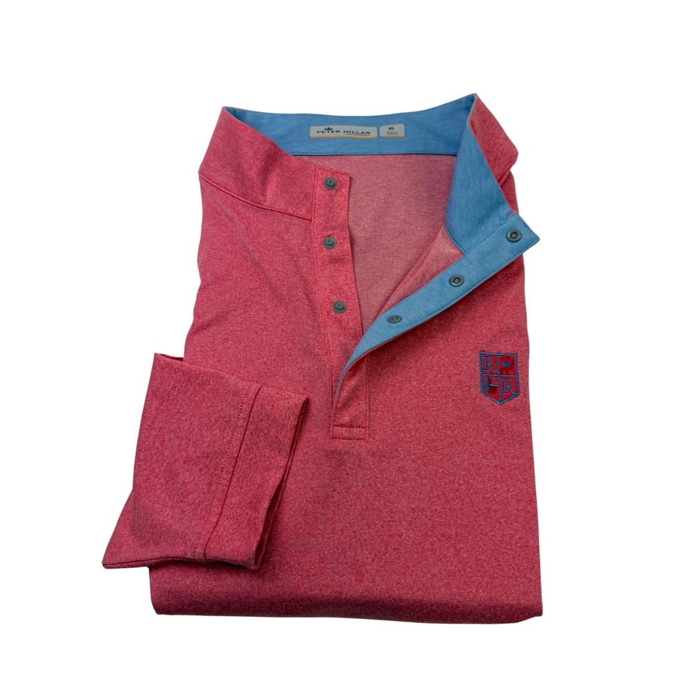 Peter Millar‎ Featherweight Mens XL Snap Pullover Heather Red Pink Golf Shirt